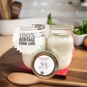 Photo with 2 products Premium Heritage Pork Leaf Lard Fat in Reusable Pint Size Glass Jars