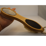 Bamboo exfoliating foot pedicure tool from The Fat Lady Tallow Foot Spa Gift Set, designed for foot care and relaxation.