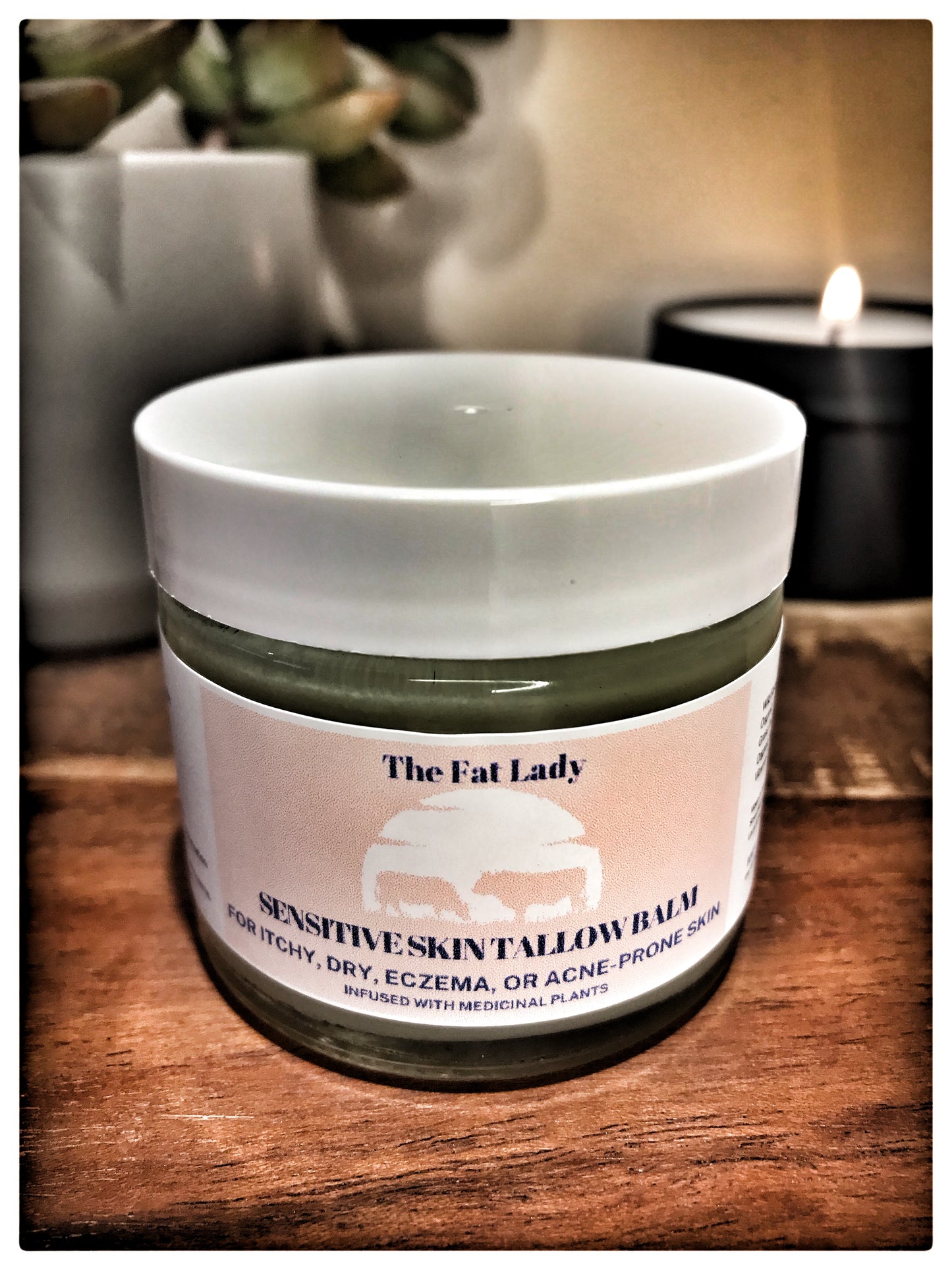 Acne-prone, Eczema and Sensitive Skin Tallow Balm With wildcrafted herbs. Free of Seed Oils. Unscented & Natural- 2 Oz