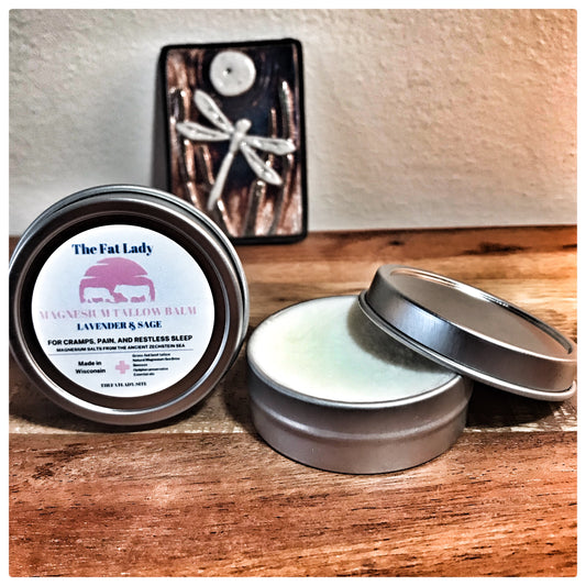 Tallow Magnesium Balm and Cream with Lavender & Sage Essential Oils - 1 Oz