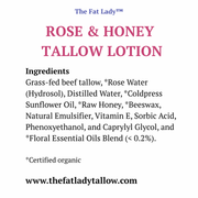 Organic Rose Water, Raw Honey & Tallow All‑in‑One Lotion