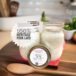 Photo with 2 products Premium Heritage Pork Leaf Lard Fat in Reusable Pint Size Glass Jars
