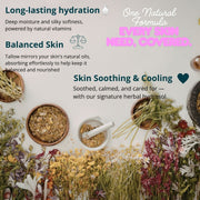 Cooling tallow face lotion by The Fat Lady for mature skin, featuring botanical extracts and collagen-boosting ingredients.
