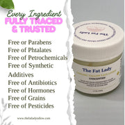 Cooling tallow face lotion by The Fat Lady with botanical extracts and collagen boosters, designed for mature skin.