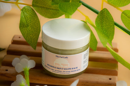 Acne-prone, Eczema and Sensitive Skin Tallow Balm With wildcrafted herbs. Free of Seed Oils. Unscented & Natural- 2 Oz
