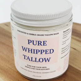 Unscented Pure Whipped Tallow for Ultra-Sensitive Skin- Edible Grade- 4Oz- NEW