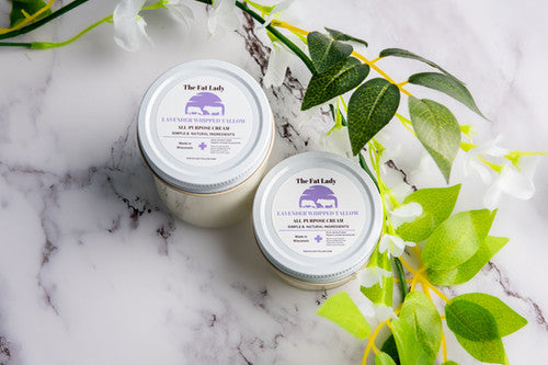 Whipped Tallow Cream for Face & Body| 100% Grass-fed Beef Tallow and Organic Lavender Essential Oil | 2 Natural Ingredients| 4oz and 8Oz
