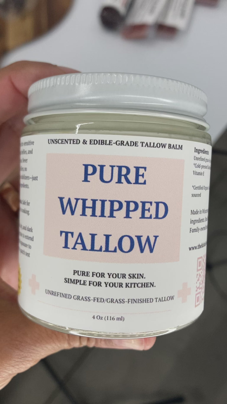 Unscented Pure Whipped Tallow for Ultra-Sensitive Skin- Edible Grade- 4Oz- NEW